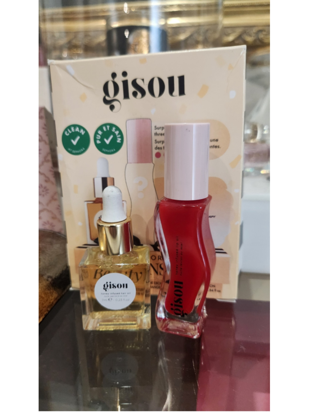 Gisou Women Hair Treatment & Lip Oil Set